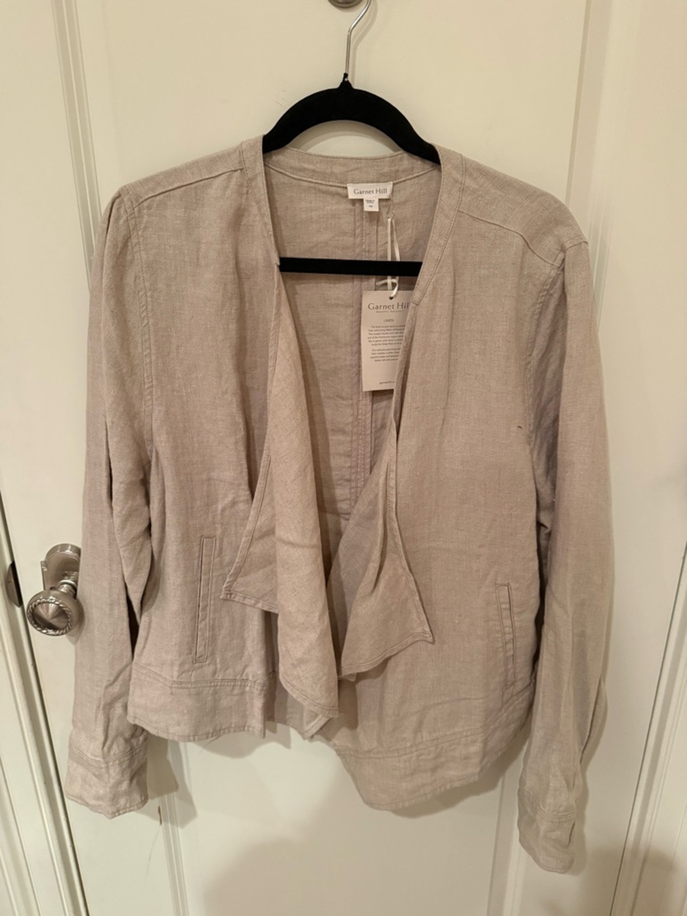 NWT Garnet Hill Lightweight Open Front Linen Jacket - Beige